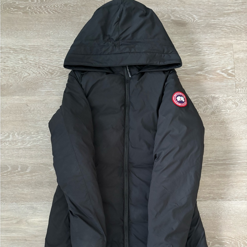 CANADA GOOSE WOMENS CAMP HOODED BLACK JACKET XS